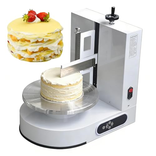 Máquina eléctrica para glaseado de Pasteles con Plato Giratorio, Control LCD Digital y Pausa de un Toque para Estudios de postres y repostería casera. (White 35cm)
