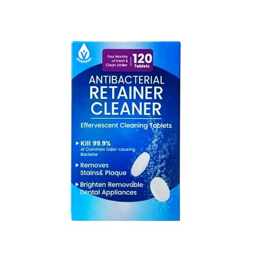 Evapure Retainer Cleaning Tablets – 120 Count, Removes Odours & Stains, Instantly Cleans & Brightens, 4 Months Supply, Dental Cleaning Tablets for Retainers, Invisalign, Night Guards & Dentures