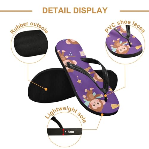 Women Beach Summer Casual Flip Flop Cute Monkey Magic PurpleQuick Dry Sandals Slipper for Men A23013252