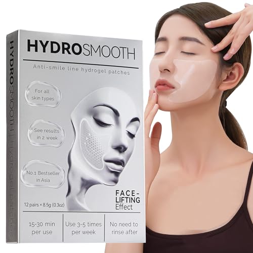 HYDROSMOOTH Smile Line Patches (12 pcs), Nasolabial Folds & Laugh Line Patches, Mouth Wrinkle Mask &...