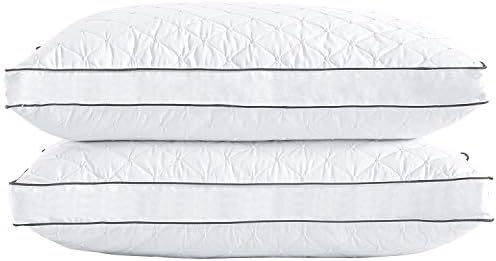 puredown Down Feather Bed Pillow Quilted Double Diamond Gusseted Down Pillow King Set of 2