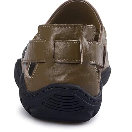 Men's Closed-Toe Leather Sandals - Summer Hiking Non-Slip Outdoor Breathable Adjustable Slides2
