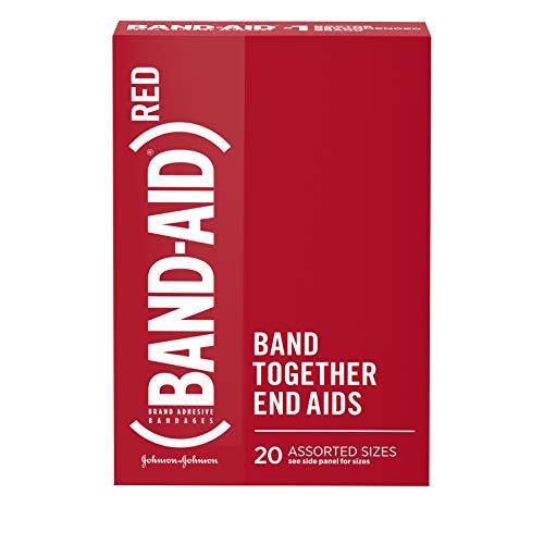 Band-Aid Brand Adhesive Bandages Featuring (Red), Wound Care Protection of Minor Cuts & Scrapes for All Ages, Help Support The Fight to End AIDS, Assorted Sizes, 20 ct