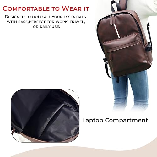 Image of Kraptick Multi-functional Backpack-Waterproof Laptop Backpack, Office Bag with PU Leather Design, Professional Bag for Laptops and Work, Durable and Stylish Bags for Travel