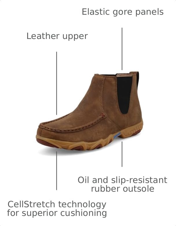 Image of Twisted X Women's 4 inch Chelsea Driving Moc, Moc Toe with CellStretch, Peanut, 7.5 W