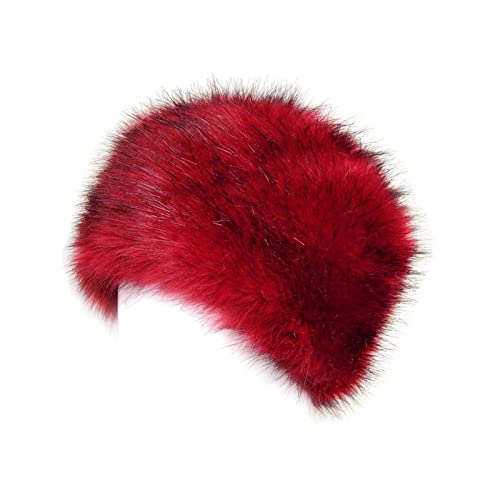kowaku Winter Faux Fur Hat Costume Gift Cossack Russian Ski Cap for Outdoor Motorcycle Ladies Girls, Deep Red
