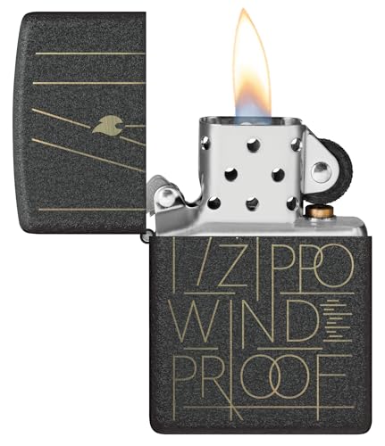 Image of Zippo Line Art Zippo Design Black Crackle,Windproof Pocket Fuel Refillable Lighter, BIS Certified