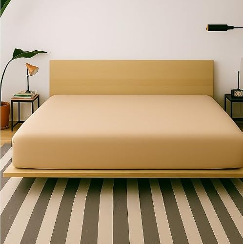 Nightzone Beige Night Zone Fitted Sheet – King – – Soft Microfibre Bed Sheet – Deep Pocket 25Cm – Wrinkle-Resistant, Breathable & Easy Care – Hotel Quality