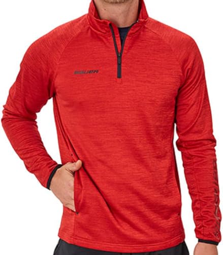 Polaire Vapor Senior Rouge Bauer 1/4 zip contre le coup de froid sur la glace
