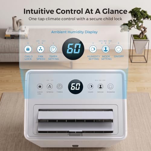 PLUSCENT 21 Pint/D, 1600 Sq.ft Dehumidifier for Basement with Drain Hose by PLUSCENT - Used condition - Image 2