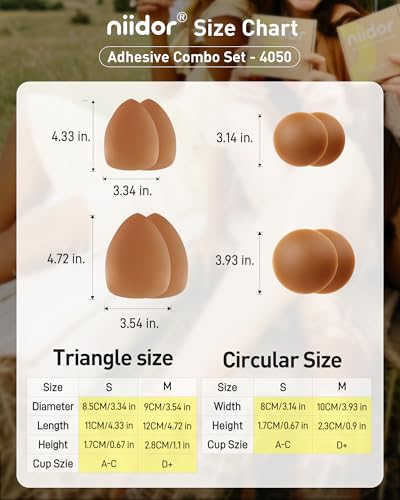 Image of Niidor Nipple Covers for Women with Lift Reusable Silicone Pasties Breast Petals Seamless Under Any Oufit for All Day Comfort