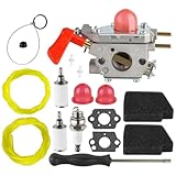 HUSWELL 545081857 Pro BVM200FE Carburetor Kit for Poulan Craftsman 358794750 ZAMA C1U-W43 25cc 2 Cycle Gas Leaft Blower Parts with Spark Plug Fuel Filter bvm200fe Air Filter Fuel Line