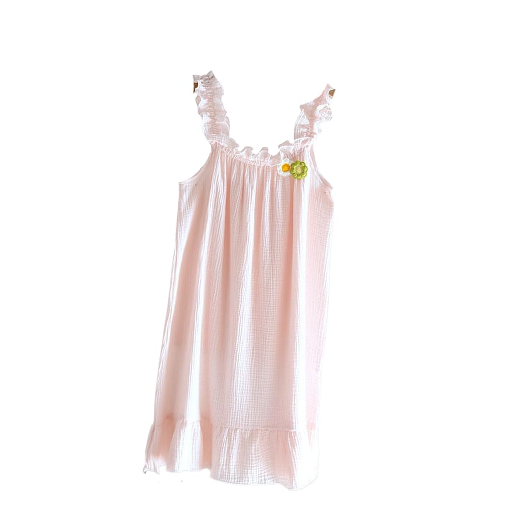 Camicia da Notte Donna - Camicia da Notte da Donna Estiva con Reggicalze in Cotone crêpe Stile Sottile Tinta Unita Floreale Gilet Gonna Gonna da Notte Pigiameria