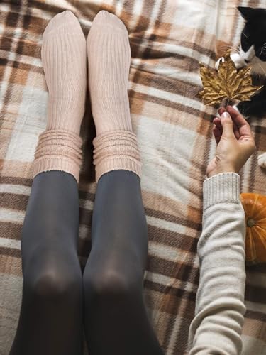 Image of Fourluoo 6 Pack Women Slouch Socks Cotton Knit Scrunch Stacked Knee High Boot Socks for Women
