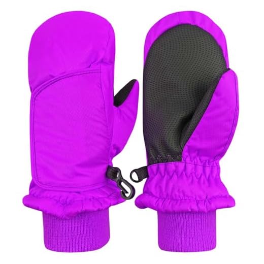 N'Ice Caps Kids Thinsulate Waterproof Reflector Winter Snow Ski Mittens (Fuchsia/Purple Reflector Hearts, 4-5 Years)