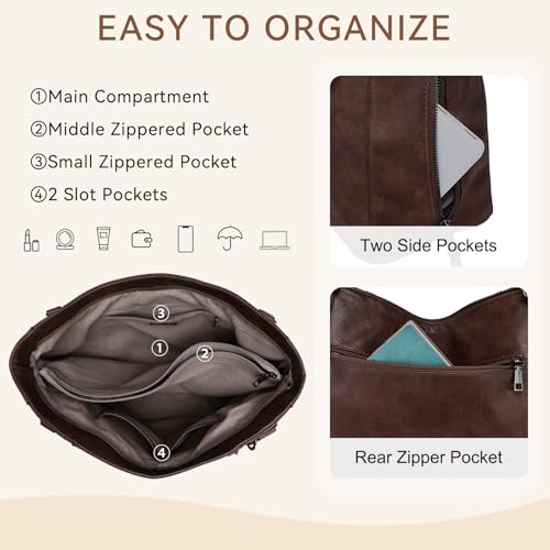 Bolso hobo de cuero para mujer con cierre y correa miniatura 3