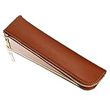 Sluxa Leather pencil case, Thin soft pen bag, Small pencil case for adults,Senior leather Minimal pencil pouch with zipper.…
