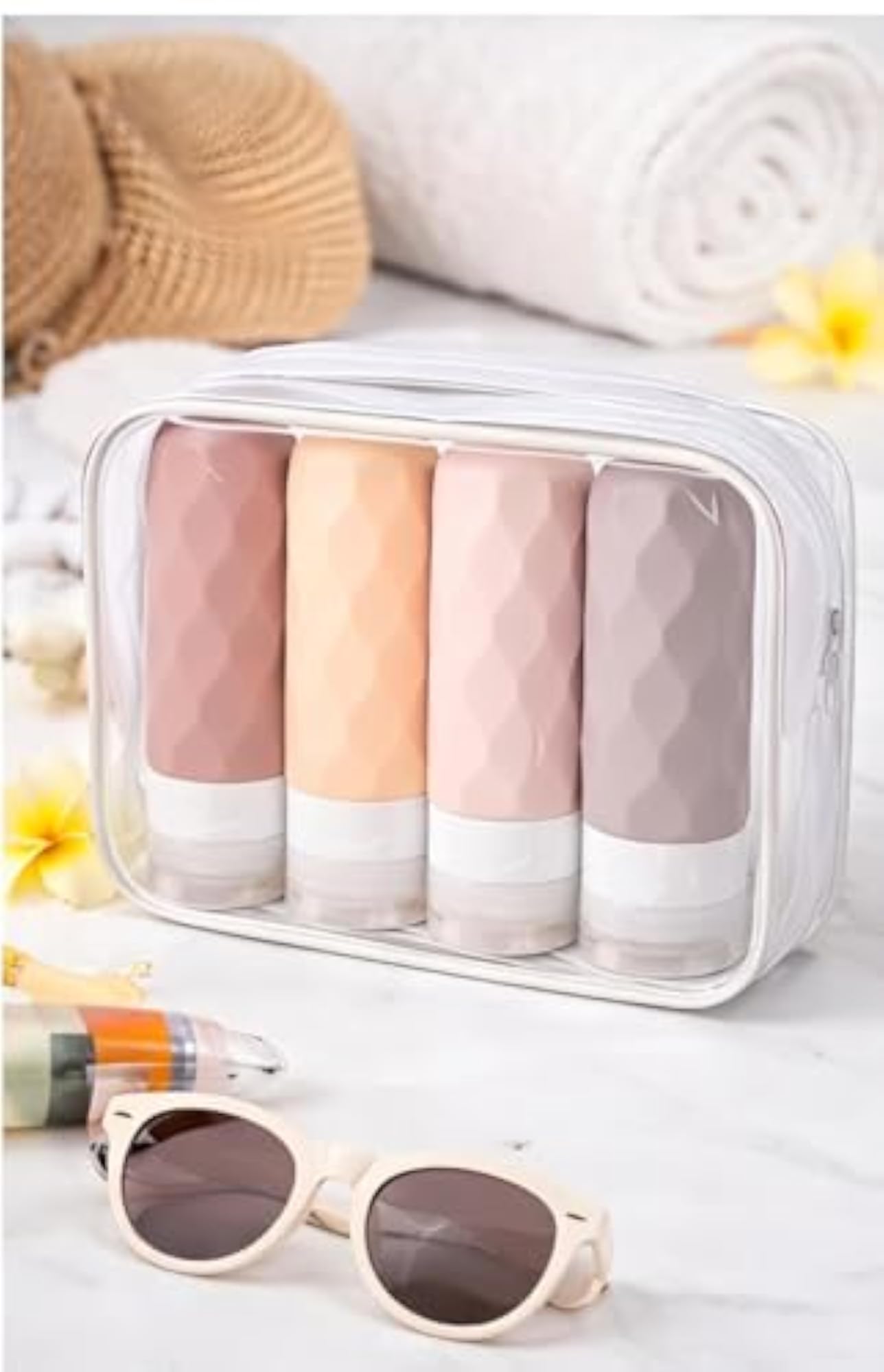 Refillable Silicone Travel Bottles Set with Zip Pouch, Leakproof