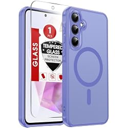 LeYi for Galaxy A35-5G Phone Case: Compatible for Samsung Galaxy A35 5G Case with Screen Protector, [Magnet Fit] Matte Translucent Soft-Touch & Full Body Shockproof Funda para A 35, Sky Blue