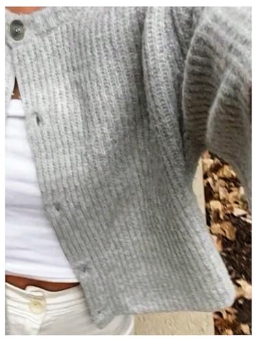 GORGLITTER Women's Short Sleeve Button Up Cardigan Crewneck Lightweight Knit Business Casual Sweater Old Money Tops4