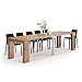Mobili Fiver, Easy, Extendable Console Table with extension leaves holder, 45(305) x 90 cm, Rustic Oak, Made In Italy