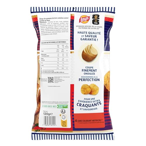 Lay' Chips Ondulées Saveur Poulet et Thym 120 g - vue 4