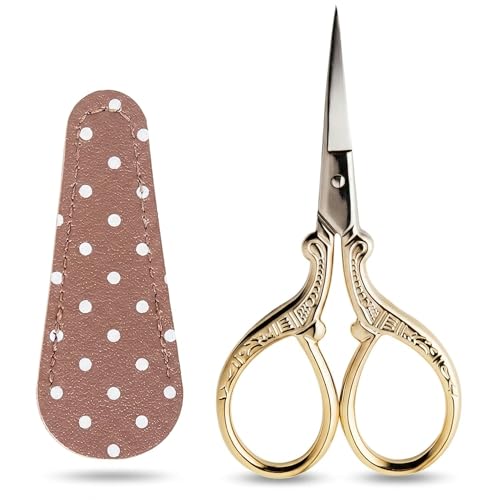 BIHRTC 3.6Inch Vintage Crochet Scissors - Small Embroidery Scissors with Stainless Steel Sharp Pointed Blades - Ideal for Sewing, Craft, DIY & Artwork DIY Tool