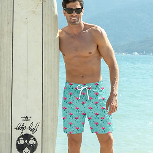Mens Compression Liner Swim Trunks Boxer Brief Lined Pink Flamingo Swimming Trunks Summer Beach Quick Dry Bathing Suit Shorts Inner Pocket Board Short Xl #TOP2