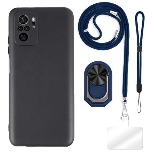 ESACMOT [4 in 1] �P�[�X Xiaomi Redmi Note 10 4G �Ƃ̌݊�������A�X�g���b�v�A���X�g�o���h�A�����O�t���A�ϏՌ��ی�J�o�[���s�p�Z�b�g (�u���[�Z�b�g)