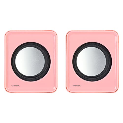 CAIXA DE SOM 2.0 USB 5V 2X 1W COM CONTROLADOR DE VOLUME ROSA – VS-01R – VINIK