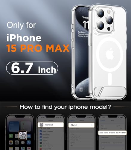 Image of Magnetic Compatible with iPhone 15 Pro Max Case, [Built-in Invisible Kickstand][Compatible with MagSafe] [Military Grade Shockproof] Slim Thin Phone Case for iPhone 15 Pro Max 6.7 inch