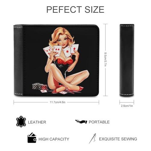Aces Playing Cards Pinup Girl Bifold Wallet PU Leather Front Pocket Slim Credit Card Holder Coin Purse for Women Men2