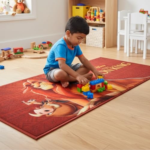 Image of Athom Living Disney Lion King Runner Carpet 2x4.5 Ft, Soft Printed Mat with Anti-Skid Backing, Durable Washable Runner for Kids Bedroom, Play Area & Playroom Decor