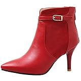 botines rojos tacon cuadrado  Dieenia Mujer Elegante Invierno Botines Puntiagudo Tacón Alto Ankel Boots Cremallera Tacón De Aguja Botines Fiesta Rojo Talla 39 EU/40CN