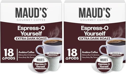 Image of Maud's Espresso Roast Coffee Pods, 18 ct, Dark Roast Coffee in Recyclable Single Serve Pods - 100% Arabica Coffee, Compatible with Keurig K Cups Maker (Pack of 2)