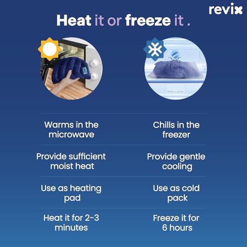 Image of REVIX Microwavable Heating Pad for Back, Extra Large Microwave Heating Wrap for Waist, Stomach, and Shoulders, Moist Heat Therapy for Stress Relief, Adjustable, for Men and Women, Navy