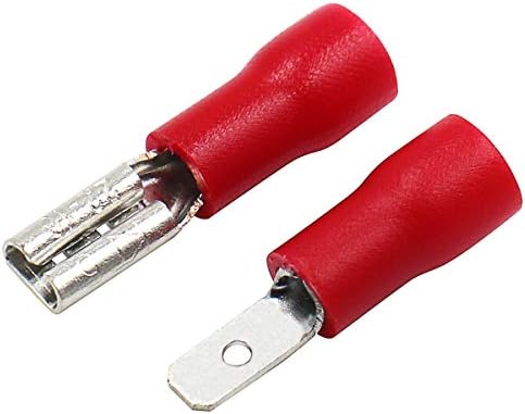 Baomain Red Female/Male Insulated Spade Wire Connector Electrical Crimp Terminal 22-16 AWG 2.8 x 0.5mm Pack of 100