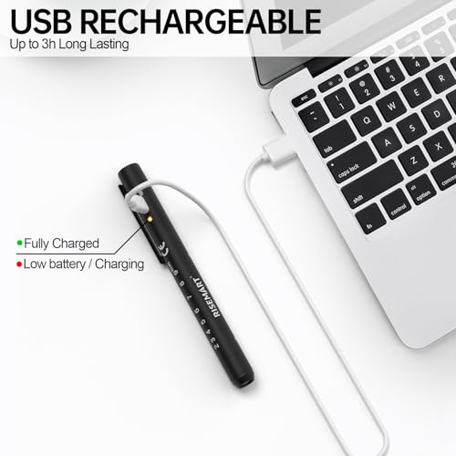 Image of Rechargeable Pen Light for Nurse, 2Packs Rechargeable LED Medical Pen Light, Warm&Cool White Light, Portable Medical PenLight for Nurse, Doctor, First Aid, EMT, Nursing,Nursing Student Black1+Silver1