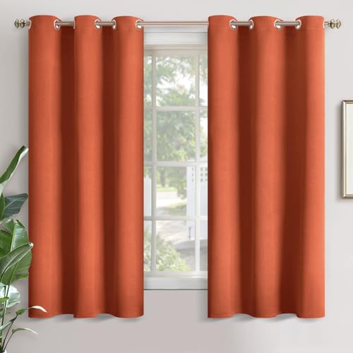 Image of YoungsTex Terracotta Blackout Curtains 63 Inches Length for Bedroom - Burnt Orange Thermal Insulated Drapes with Grommet Room Darkening for Living Room, 2 Panels, 42 x 63 Inch