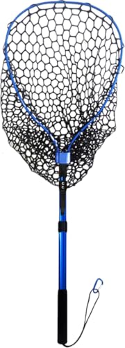 Mirakasa 折りたたみ式 ランディングネット 漁網 玉網 大口径 軽量 耐摩耗 速乾性 耐久性 シリコンメッシュバッグ バックル コンパクト アルミニウム合金フレーム 携帯便利 ルアー釣り用 渓流 船釣 海釣 磯釣 ビーチ アウトドア (A,ネット深