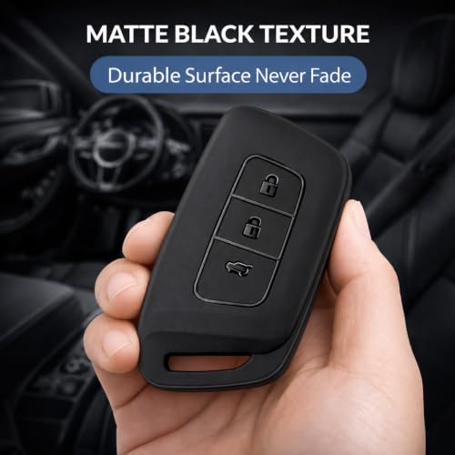 Image of JVCV Soft TPU Key Cover Compatible with New MG Hector, Hector Plus, Windsor and Windsor Pro EV Smart Key | Scratch-Resistant Protective Case (Matte Black)