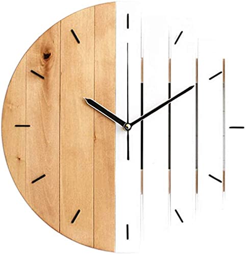 Horloge Murale en Bois Design Moderne Vintage et Silencieux D