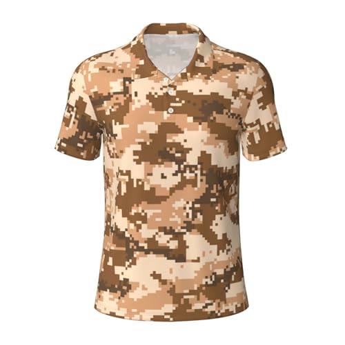 Desert Camo Men's Golf Shirts Fashion Breathable Short Sleeve Polo Shirts
