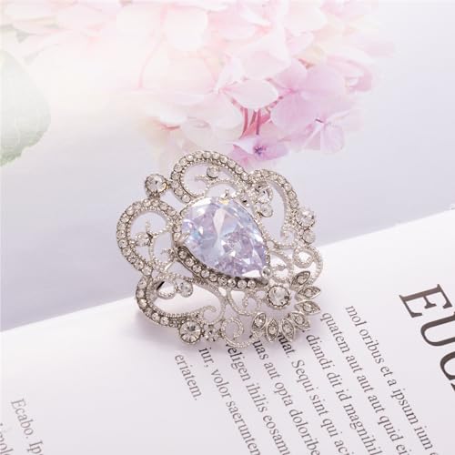 Image of SELOVO Vintage Style Elegant Crown Rhinestone Teardrop Pin Brooch for Women