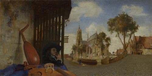 Cuadro Carel Fabritius veduta di Delft de 60x90cm decorativo para sala de estar