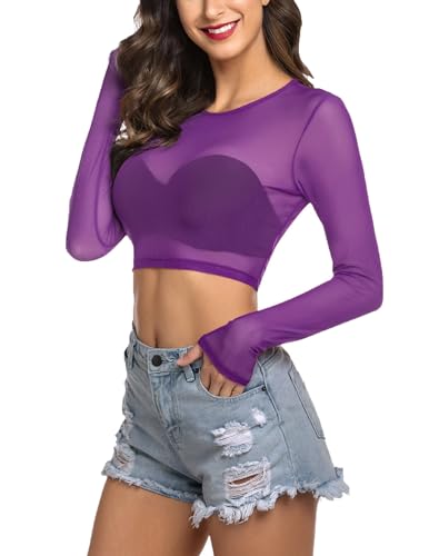 Avidlove Damen Bluse Sexy Top Festival Outfit Crop Oberteile Rave Body...