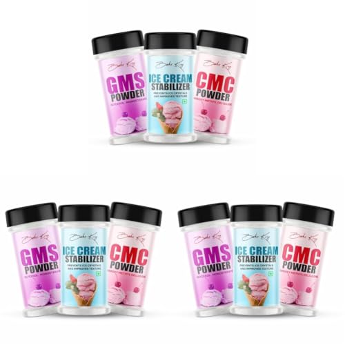 Image of BAKE KING Combo Ice Cream Stabilizer, GMS Powder 50gm and CMC Powder 50gm Each (Pack of 3)