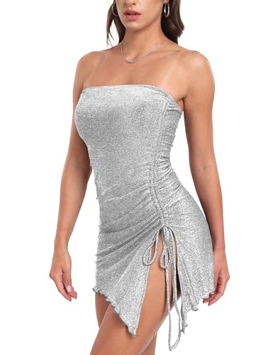 Image of Gold Sexy Dresses Date Night Out Sequin Tube Strapless Evening Party Sparkly Mini Dress