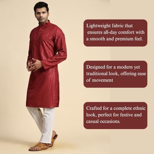 Image of Pro-Ethic Style Developer Mens Indian Traditional Cotton Kurta Sets, Men Kurta Set Indian Wedding Dress (A-117)