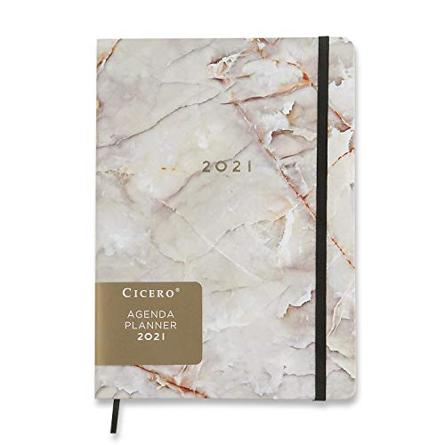 Agenda Planner Cicero 2021 Minerais Semanal Planejamento 17x24 (Grande) Mármore Branco